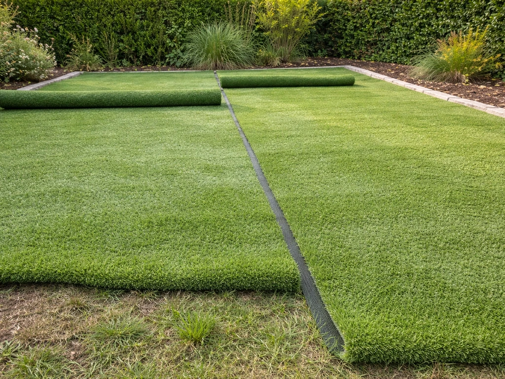 Pose pelouse synthétique sur herbe : guide étape par étape
