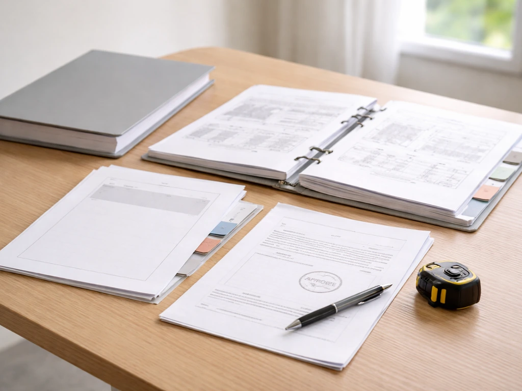 Documents techniques ouverts sur une table, évoquant fiche technique et rapports d’essais à vérifier avant pose.