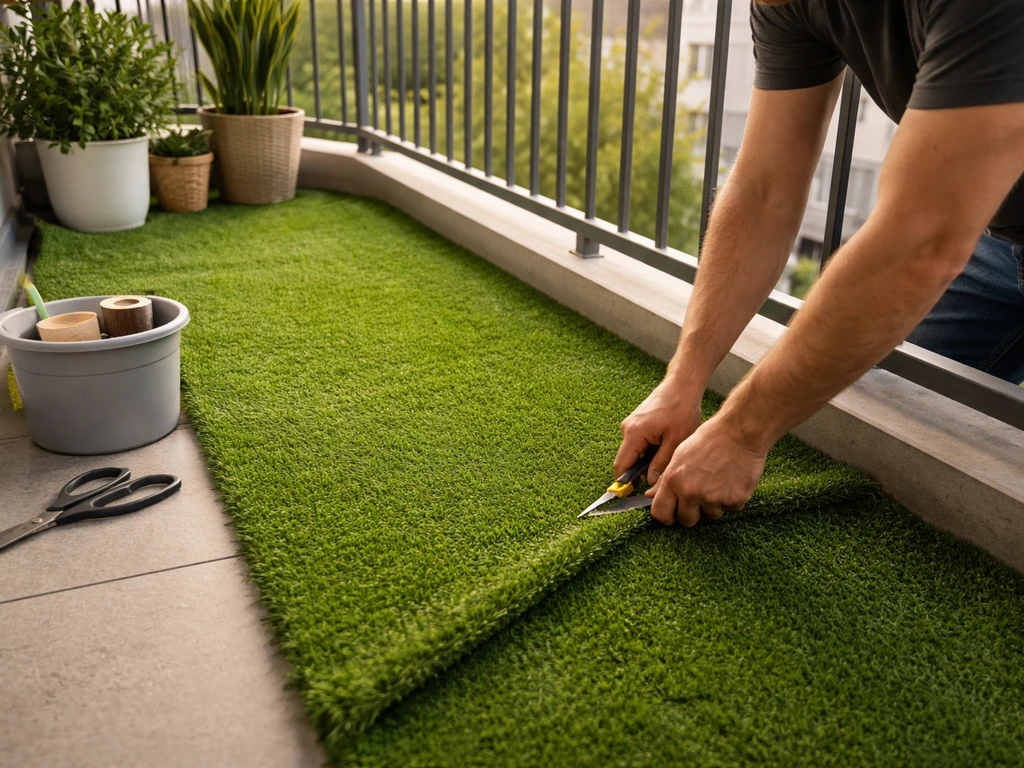 Pose pelouse synthétique sur balcon : guide étape par étape