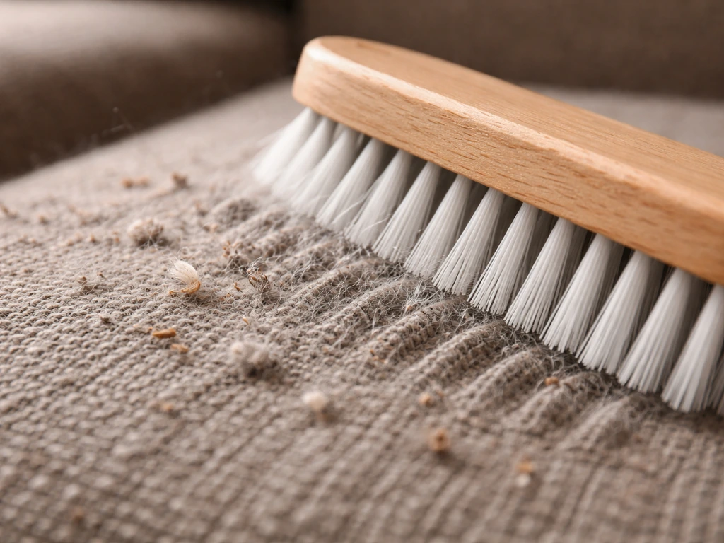 Brossage à sec d’un textile avec une brosse à poils nylon, fibres brossées à contre-poil