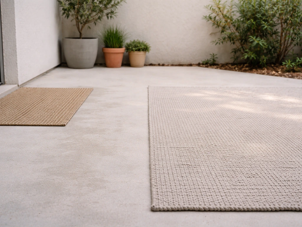 Terrasse simple avec deux zones distinctes au sol, illustrant un usage faible et un usage intense.