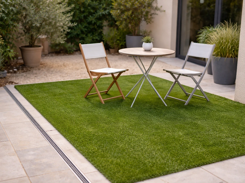 Terrasse en gazon synthétique : pose, drainage et entretien