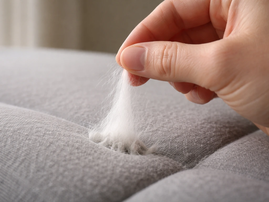 Deux doigts tenant une touffe de fibres et la tirant vers le haut pour vérifier sa tenue