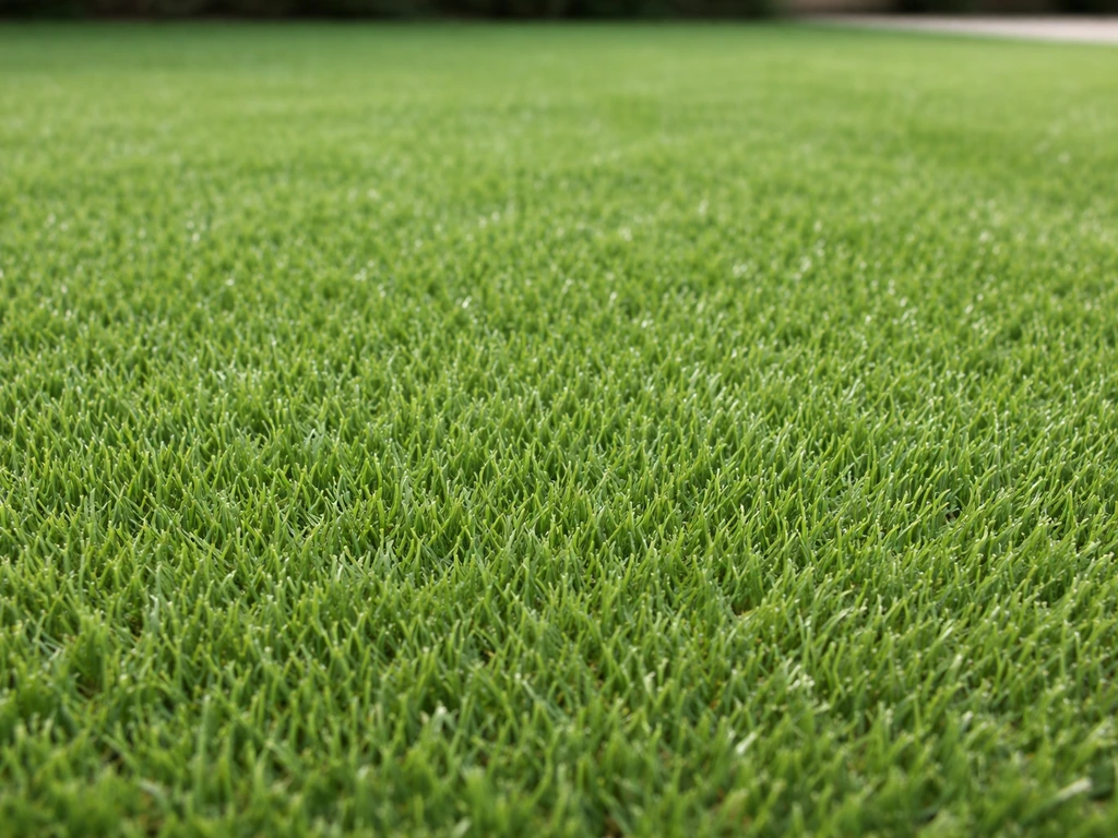 Gazon synthétique uniforme, fibres denses et couleur vert naturel, texture proche d’une vraie pelouse.